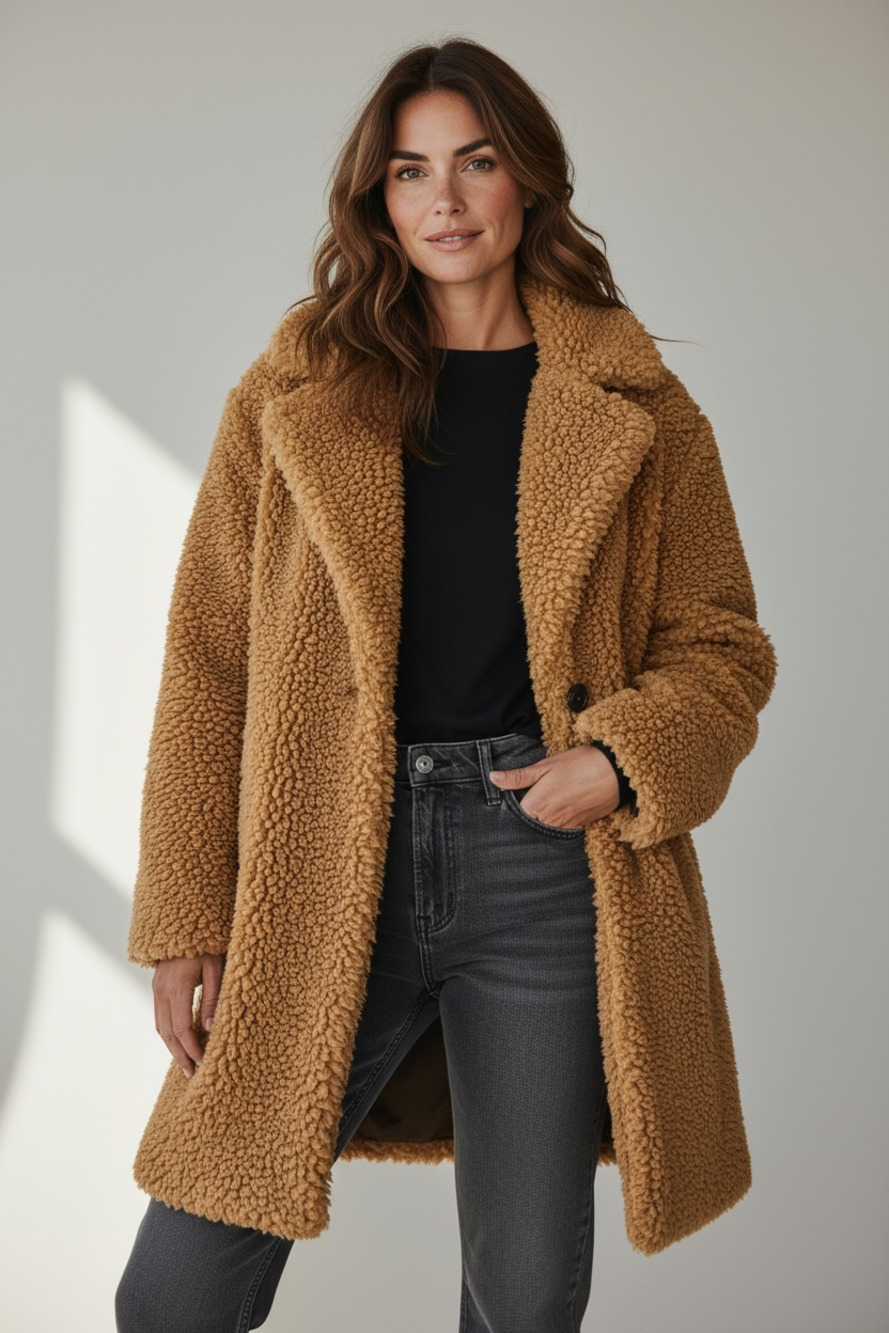 Zara Brown Faux Shearling Teddy Bear Coat Size XS